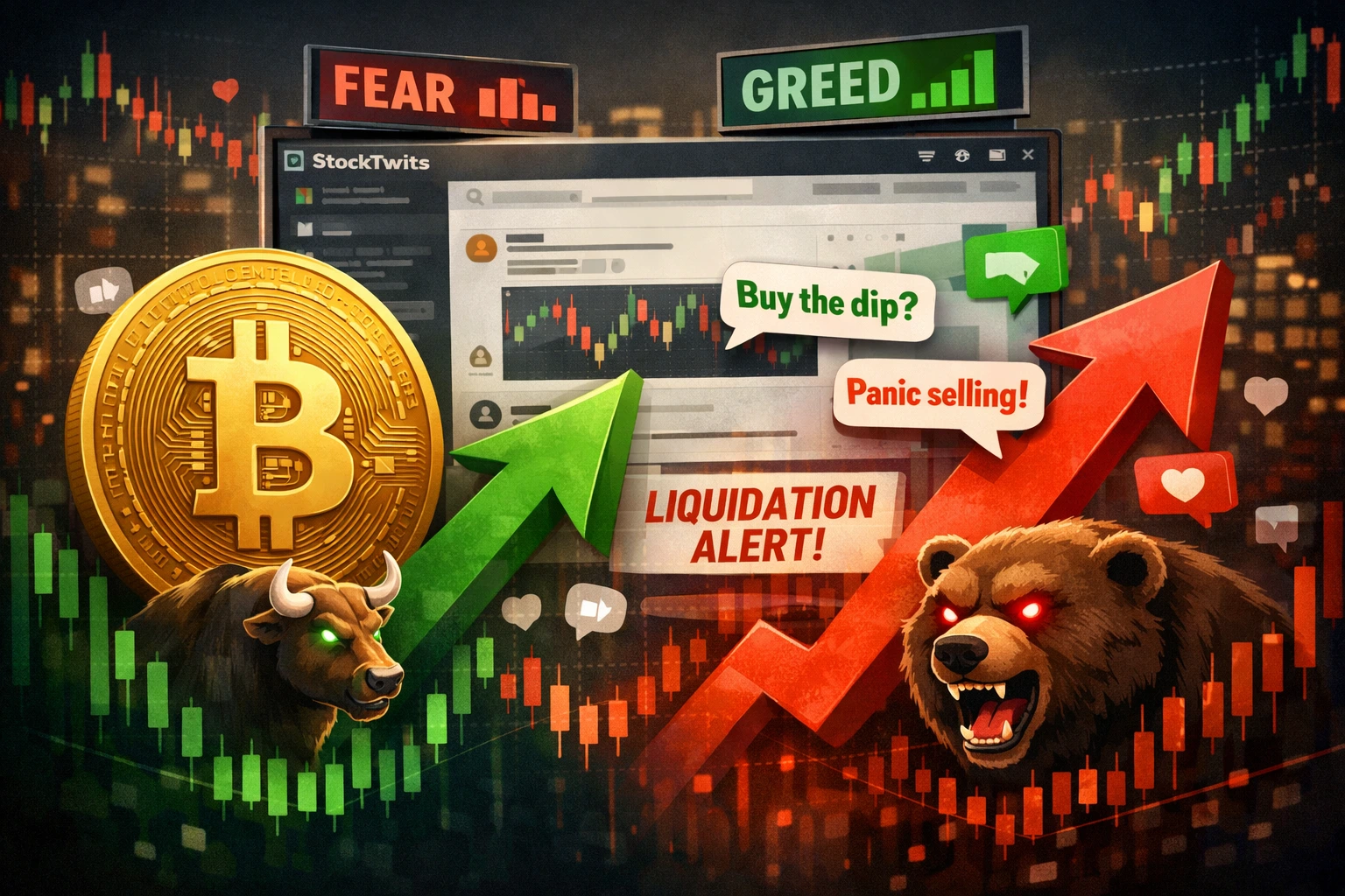 Bitcoin market sentiment trends reflect community reaction to price volatility on StockTwits.